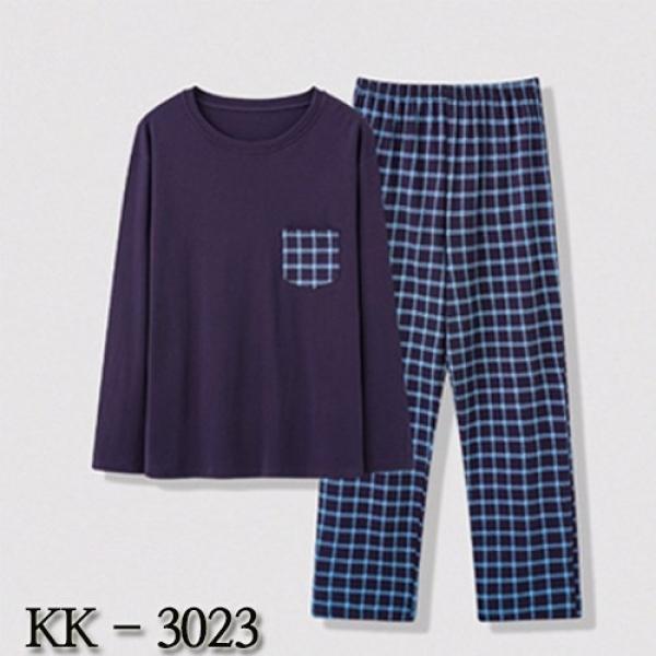 남성편한잠옷 이지웨어 실내복 남성 봄 가을 긴팔 체크 무늬 면잠옷 상하 세트 K181