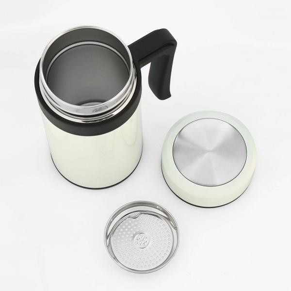 거름망 텀블러 보온보냉 손잡이 텀블러(450ml 화이트)