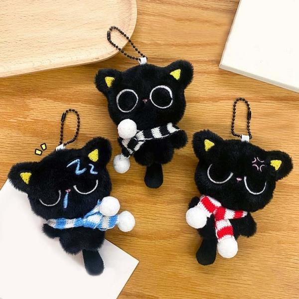 블랙 야옹이 인형키링 3종   목도리맨 검은 고양이 네로 백참 인형뽑기 검정