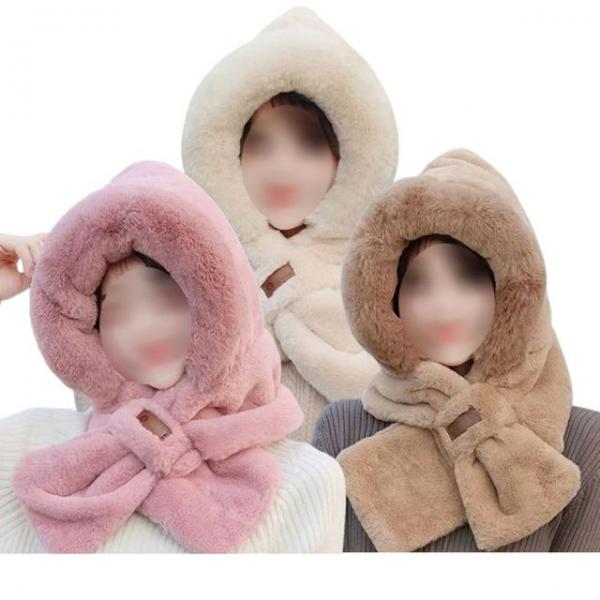 여성용 밍크털모자 목도리 일체형 겨울 후드귀마개