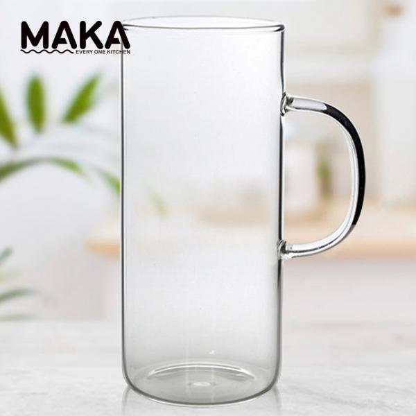 [마카] 내열유리 일자 손잡이 롱머그컵 430ml M1