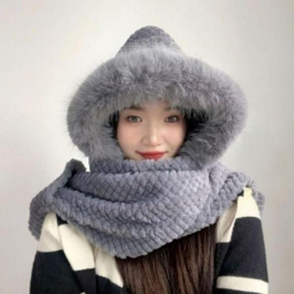 포근하루 일체형 후드 머플러귀달이 목도리 장갑 후디