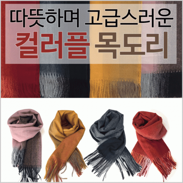 목도리 [칼라풀 목도리] 겨울목도리 성인목도리 울목도리 4가지색상 개별포장 머플러 스카프 울머플러 숄