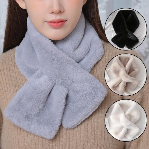 쁘띠 퍼 목도리 여성용 겨울 머플러