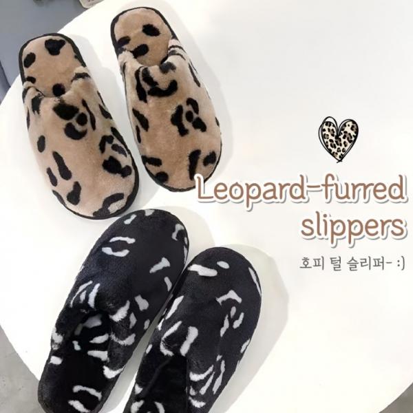 여성 겨울 털 슬리퍼 호피 디자인 따뜻한 사무용 슬리퍼