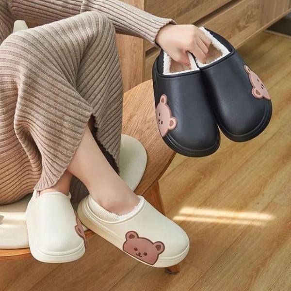 곰돌이 털 실내화 겨울 거실 실내화 뽀글이 슬리퍼