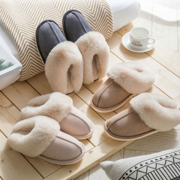 LW 겨울 푹신한 스웨이드 털슬리퍼 털실내화 거실화 사무실 병원 여성 털신 실내화