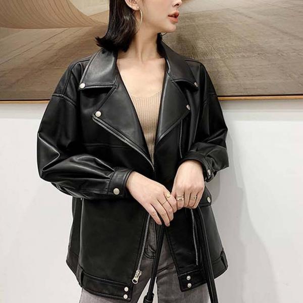 여성 자켓 코트 가죽 라이더 자켓 루즈핏 아우터