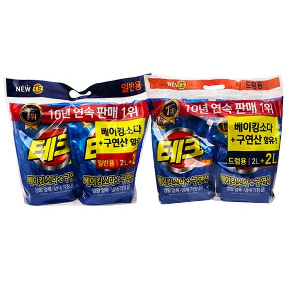 테크 베이킹소다+구연산함유 액체세제 2L+2L 리필용 -TJ 세제 빨래 세탁 베이킹소다세제 구연산세제 세탁기