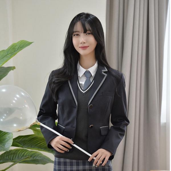 교복몰 네이비 그레이 라인 자켓(여자) 교복자켓