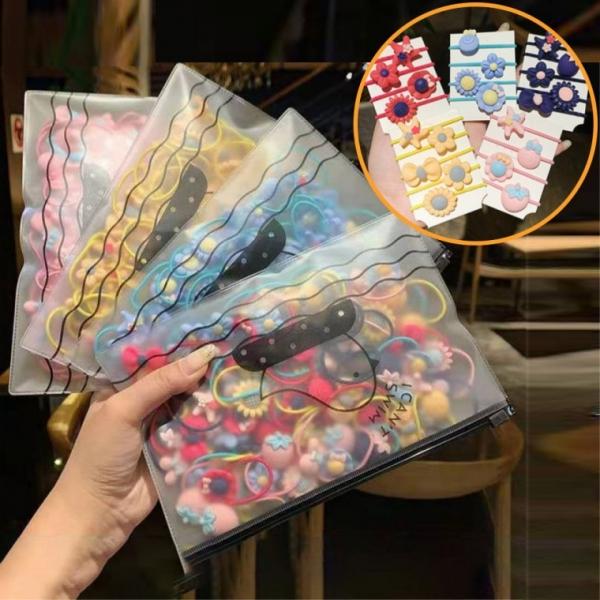 지퍼백 머리끈 (20p) 헤어끈 세트 머리끈 6종 유아 귀요미