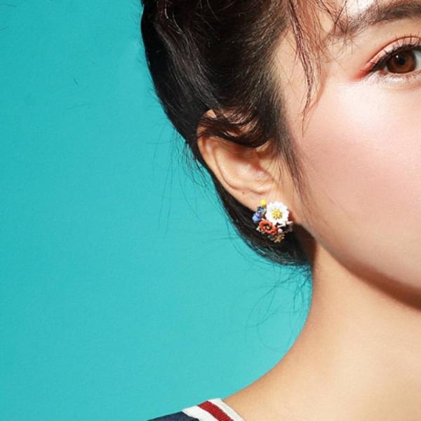 꽃 이어링 핸드메이드 2024 큐빅 봄 무당벌레 귀걸이