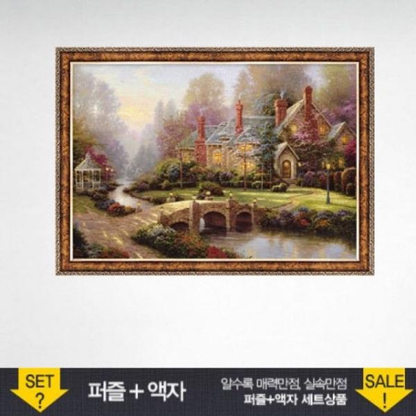 1000조각 직소퍼즐 - 봄의 문턱 앤틱골드 액자세트