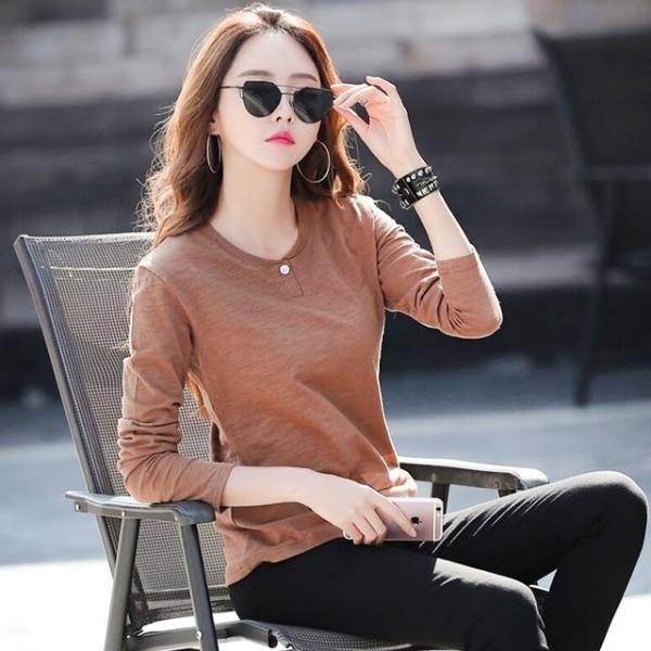 여성 무지 티셔츠 라운드넥 여자 기본티 긴팔 봄 가을