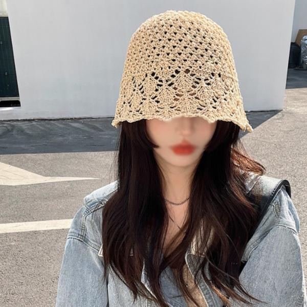 봄 여름 가을 니트밀짚 시원한 밀짚모자 해변모자 여성 여자 모자 버킷햇