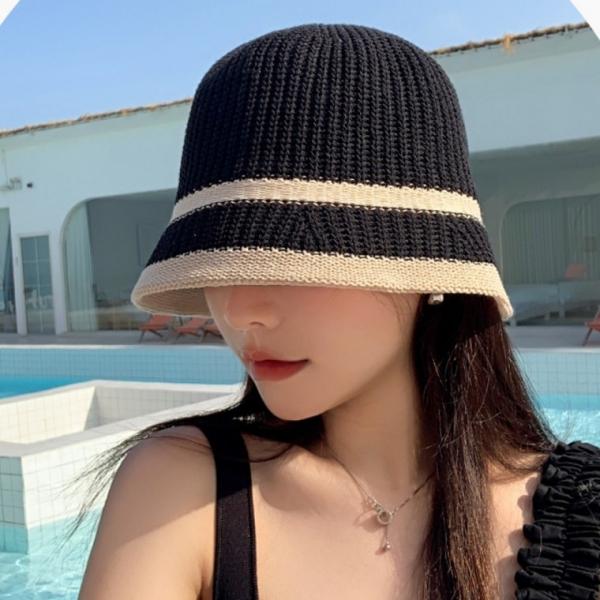 봄 여름 가을 투톤이 벙거지 밀짚 시원한 밀짚모자 해변모자 여성 여자 모자 버킷햇