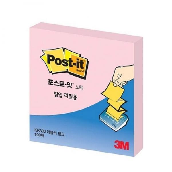 3M 포스트잇 팝업리필 KR330(654) 분홍 러블리핑크 / [76*76 100매]