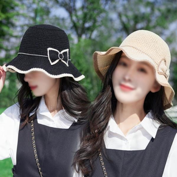 봄 여름 가을 큐빅링리본 벙거지 밀짚 시원한 밀짚모자 해변모자 여성 여자 모자 버킷햇