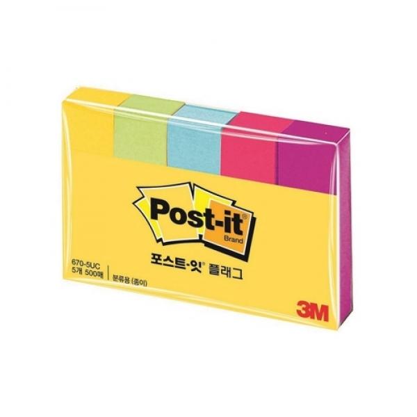 3M 포스트잇 페이지마커 670-5UC 점착식 메모지 / 50*15mm 100매 5패드