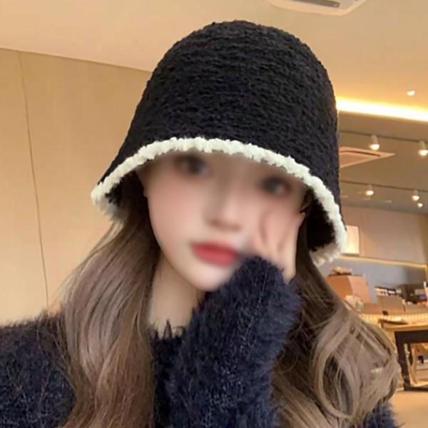 봄 가을 겨울 챙배색푸들 귀달이 털 모자 여성 여자 모자 버킷햇