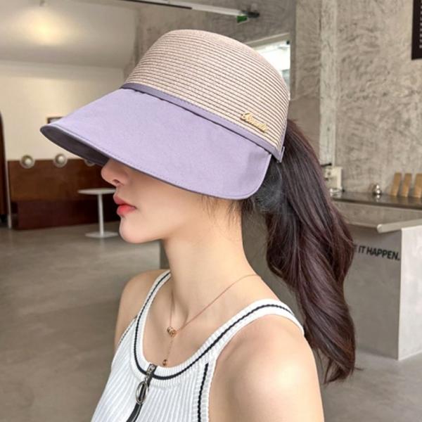 봄 여름 가을 밀짚캡챙와이어 자외선차단 돌돌이 벙거지 여성 여자 모자 버킷햇