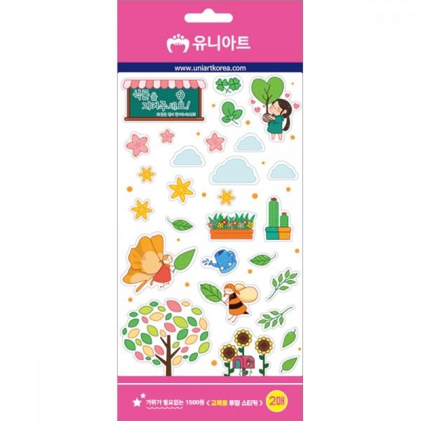 유니아트 만들기재료 교육용투명스티커-봄꽃나무