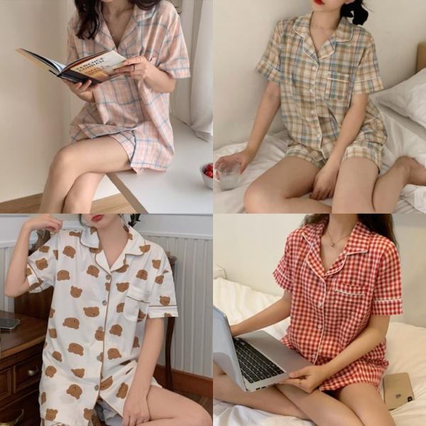 반팔 셔츠 원피스 여름 잠옷 17종 모음전 아동 성인  곰돌이 슬리퍼 2종   봄 가을 파자마 상하의 세트