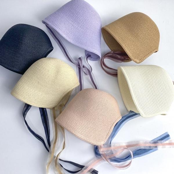 유아 아동 어린이 투톤띠보넷 밀짚모자 봄 여름 가을 자외선차단 귀여운모자