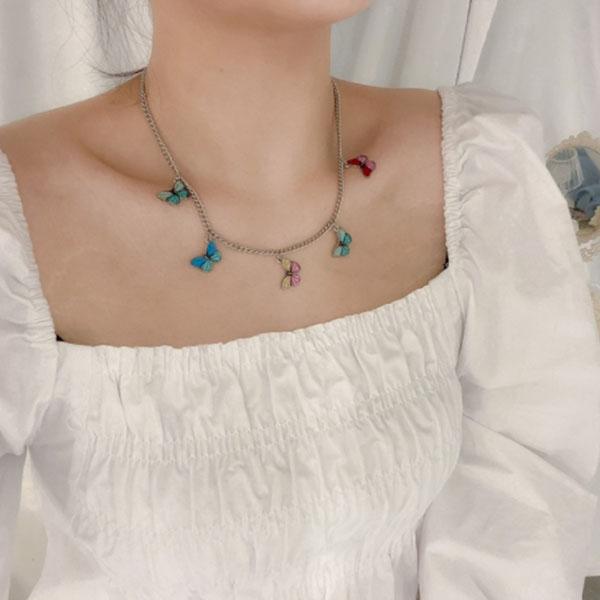 GGD 파이브 버터플라이 데이지 써지컬스틸 목걸이