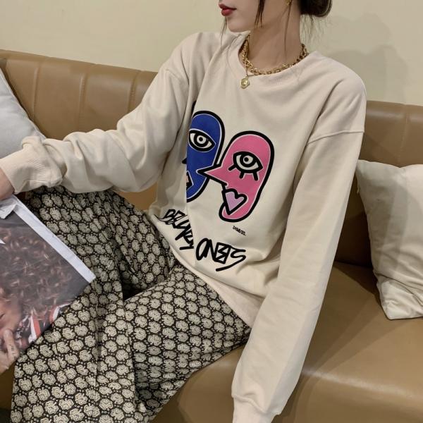 봄 루즈핏 맨투맨 바지 데일리 트레이닝복 코디세트