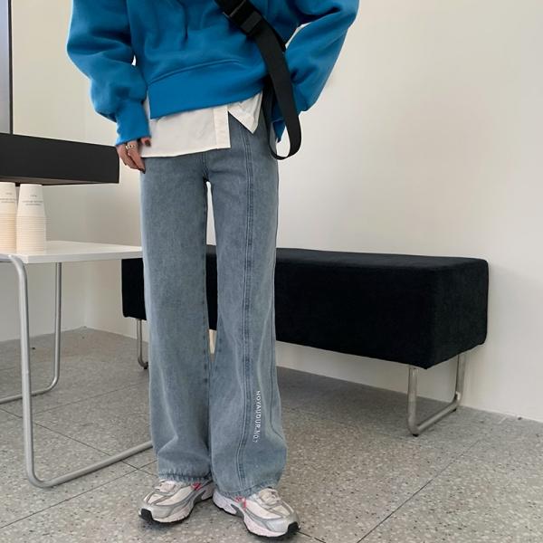 신상코디 와이드핏 언발란스 데일리 봄 데님 진 절개 부츠컷 청바지