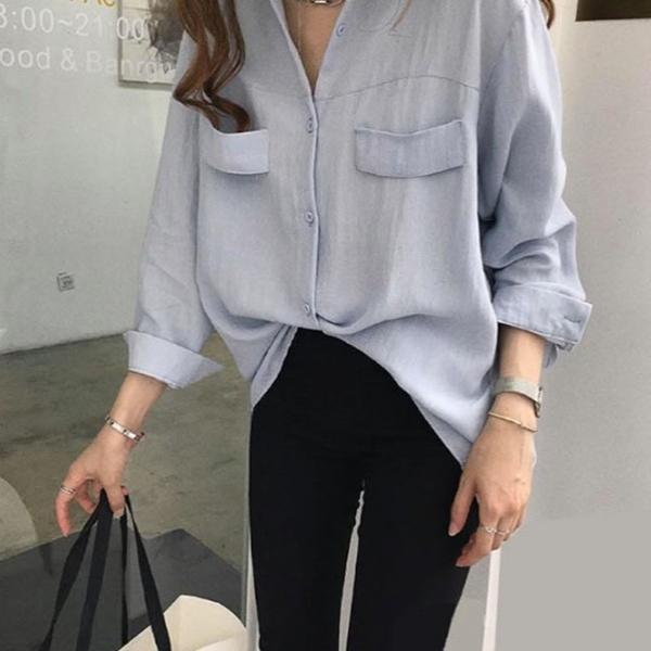 자연스러운핏 캐주얼 여성 셔츠 부드럽고 가벼운 원단 찰랑찰랑한 소재 세련된 디자인 세미정장 블라우스
