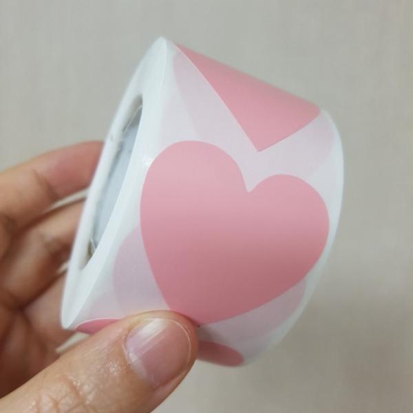 빅사이즈 3.8cm 핑크 하트 스티커 100pcs (S-425-1)