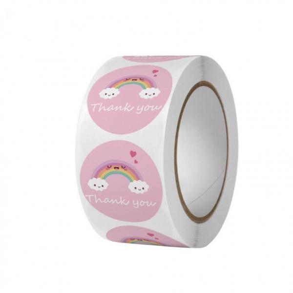 S344 핑크 다꾸 땡큐 500pcs 구디백 스티커 무지개