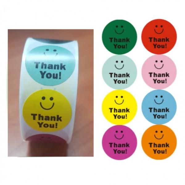 8색믹스 감사스티커 다꾸 스마일땡큐스티커[108] 대용량500pcs