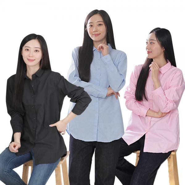 여성 무지 면남방 셔츠 국내생산 블라우스 카라넥 와이셔츠 남방 루즈핏 오버핏  기본 빅사이즈 심플 베이직 무지 오피스룩 출근룩