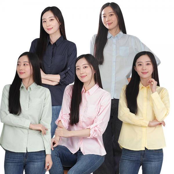 여성 무지 면남방 셔츠 국내생산 블라우스 카라넥 와이셔츠 남방 기본핏 레귤러핏 세미크롭 면100%  기본 빅사이즈 심플 베이직 무지 오피스룩 출근룩