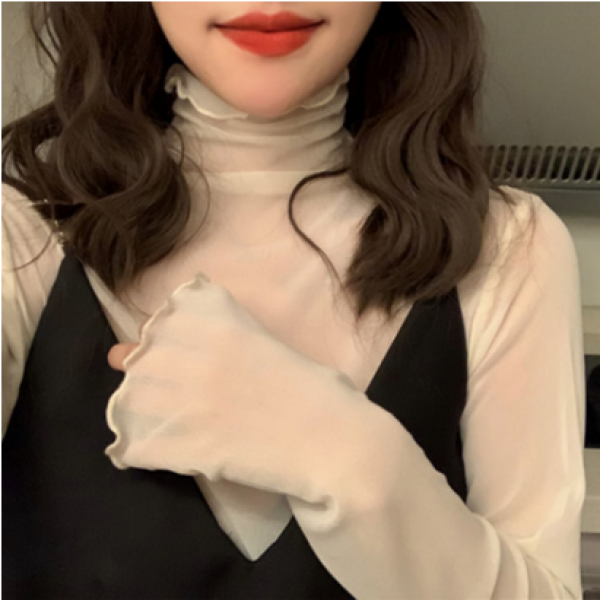 꼬박이 레이어드 이너 시스루 블라우스 망사 티셔츠