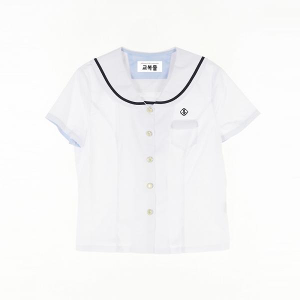 교복몰 (아울렛)둥근카라 블랙라인 여자 블라우스 (정