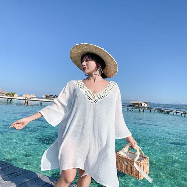 F7510 해변 비치 휴가 루즈핏 썸머 블라우스 원피스