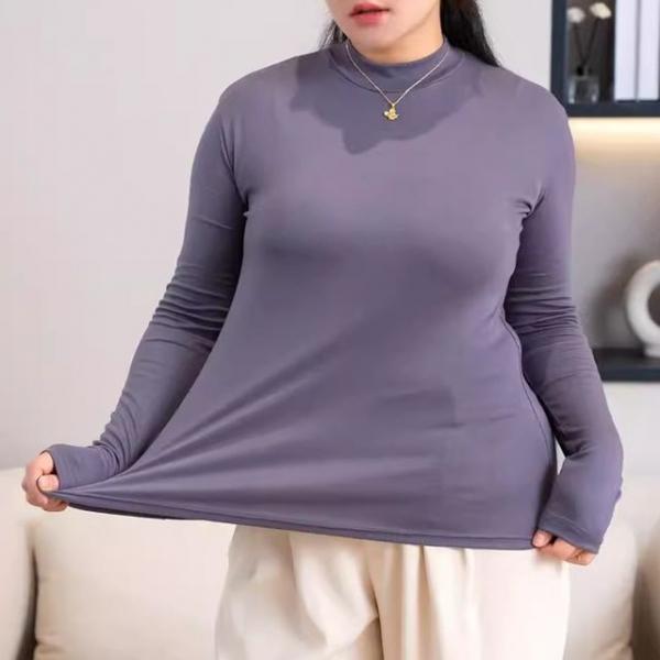 빅사이즈 스판 반폴라 티셔츠