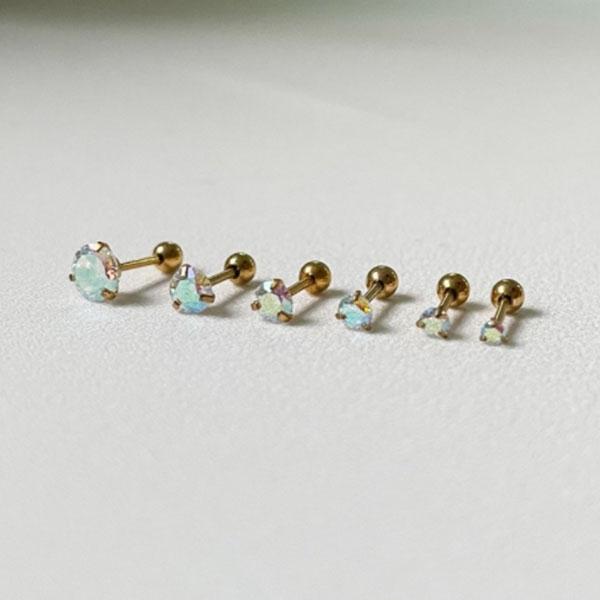 GGD 오로라 원석 라운드 피어싱 6pcs