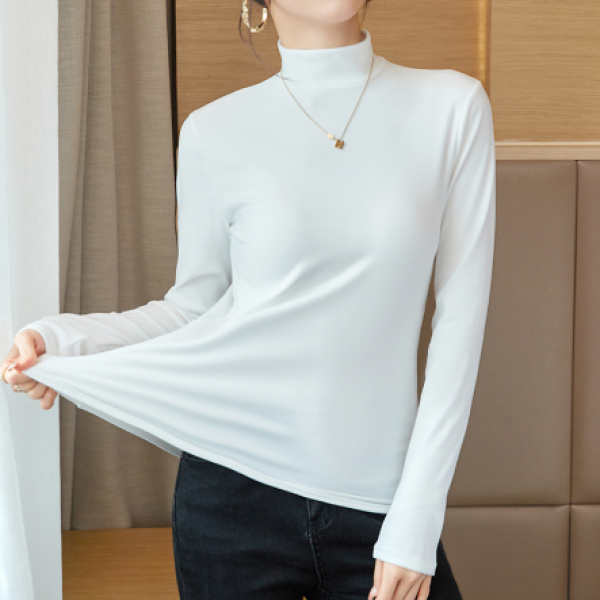 겨울 여성 소프트웜 하프넥 반목 긴팔티셔츠