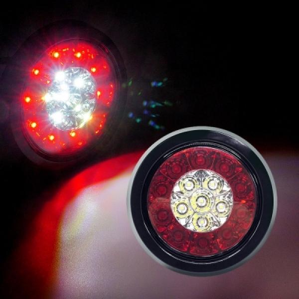 C-005, C-007, C-008, C-009호환 12V-24V 교체용 원형 3WAY LED테일램프 레드링-화이트LED   데루등 후미등