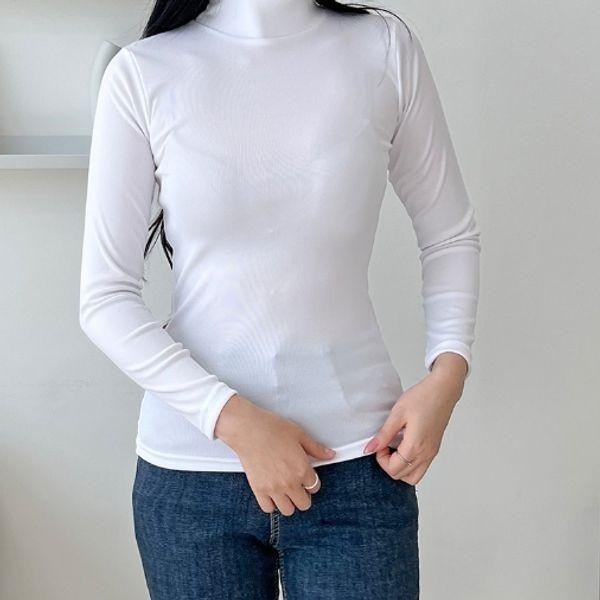 폴라 여성 티셔츠 하이넥 여자 무지 티셔츠 폴라티