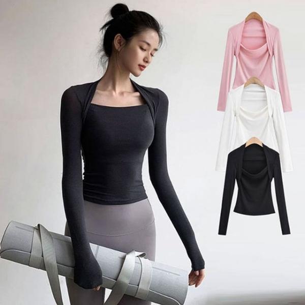 필라테스 운동복 홀터 여성 긴팔 티셔츠