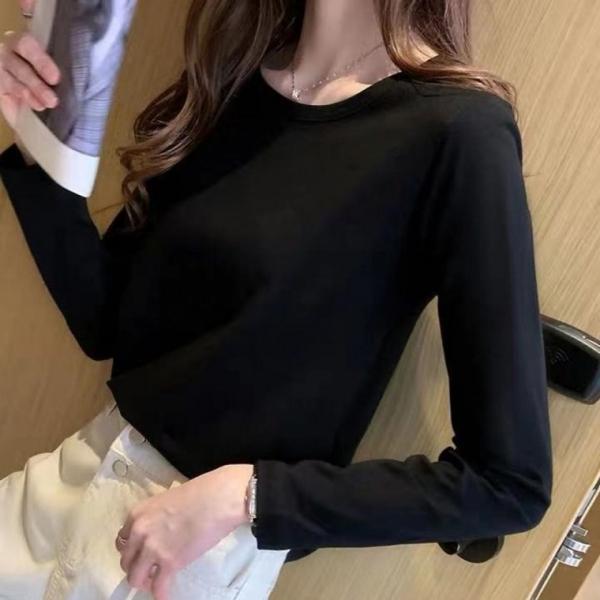 모달 여성 티셔츠 라운드넥 베이직 여자 긴팔 티셔츠