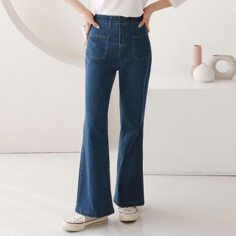 여성 봄 가을 와이드 부츠컷 나팔 데님팬츠 청바지