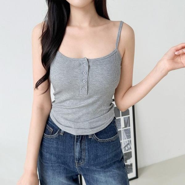 다니아 버튼넥 패드 슬리브리스 나시 티셔츠 SD-250729