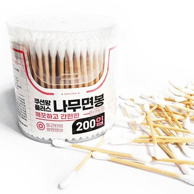 다용도 원터치 15P 면봉 나무 케이스 일반 순면 200입